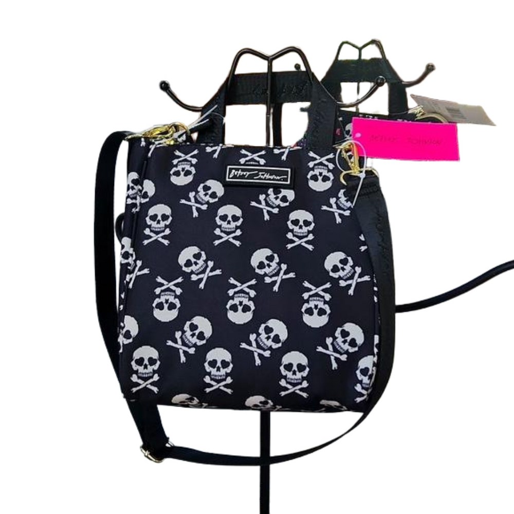Betsey Johnson Skull Crossbone insulated lunch tote Crossbody NWT 10x9